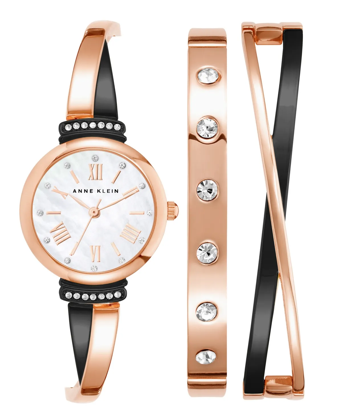 Anne Klein Women's Premium Crystal Accented Bangle Watch Set, AK/2245