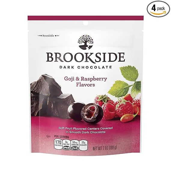 Brookside Dark Chocolate Candy, Goji & Raspberry, 7 Ounce (Pack of 4)