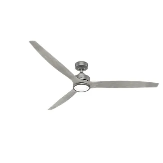 Hunter 72" Park View Matte Silver Damp Ceiling Fan With LED Light Kit and Remote, 72 - Transitional - Ceiling Fans - by Hunter Fan Company | Houzz