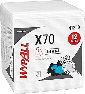 WypAll Power Clean X70 Medium Duty Cloths (41100), Flat Sheet Box, Long Lasting Performance, White, 1 Box, 300 Sheets