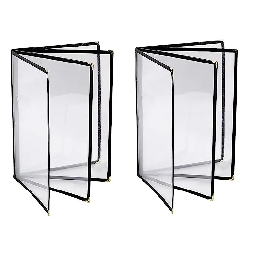 QNTCCX 2pcs Menu Covers 8.5" x 11" Restaurant Menu Holder 4 Page 8 View Transparent Menu Sleeve,Fits A4 Size Paper for Restaurant Menu Home Project