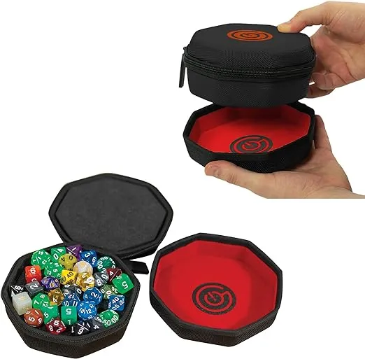 GeekOn Protective Dice Case with Foam Padding and Nesting Felt Dice Tray for Board Games and RPGs - Holds up to 75 dice! (Black)