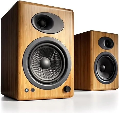 Audioengine A5 Powered Desktop Speakers - 150W Stereo Computer Speakers and Home Music Sound System (Bamboo, Pair)