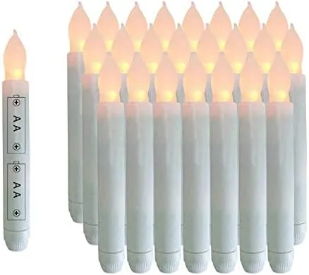 24PCS LED Flameless Taper Candles, 6.5” Tall Tapered Candlesticks Battery Operated, Warm White Flickering Flame LED Taper Candles for Wedding, Halloween, Thanksgiving -Batteries Not Included