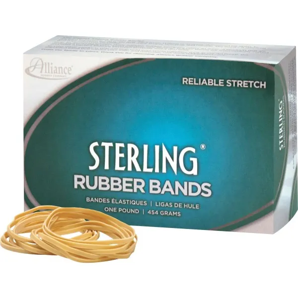 Alliance Rubber 24325 Sterling Rubber Bands Size #32, 1 lb Box Contains Approx. 950 Bands (3" x 1/8", Natural Crepe) Beige