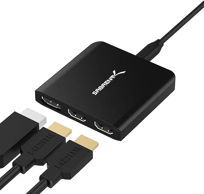 SABRENT USB Type-C to x2 HDMI and x1 DisplayPort Adapter (DA-H2D1)