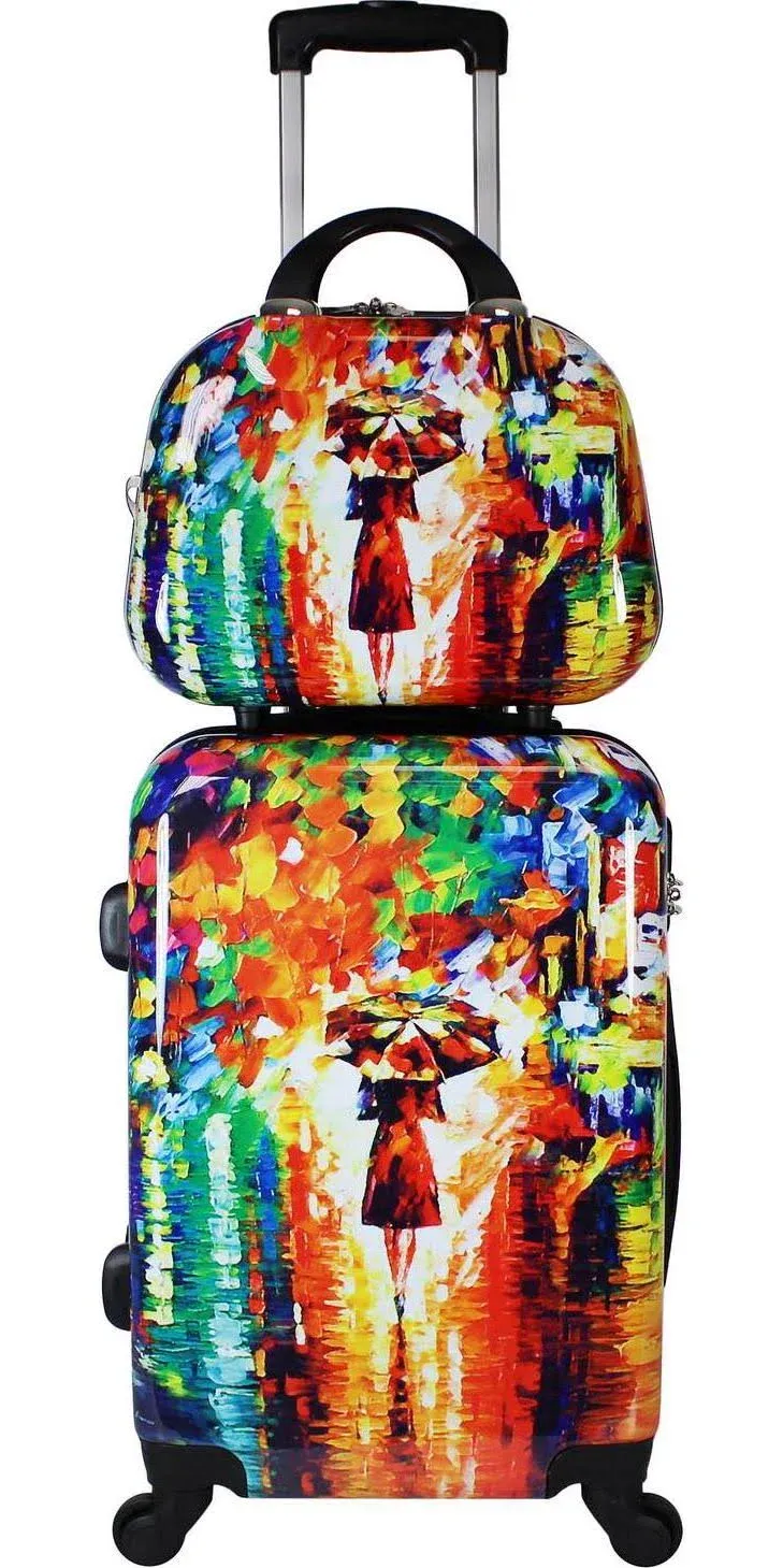 World Traveler 2-Piece Carry-On Hardside Spinner Luggage Set - Paris Nights