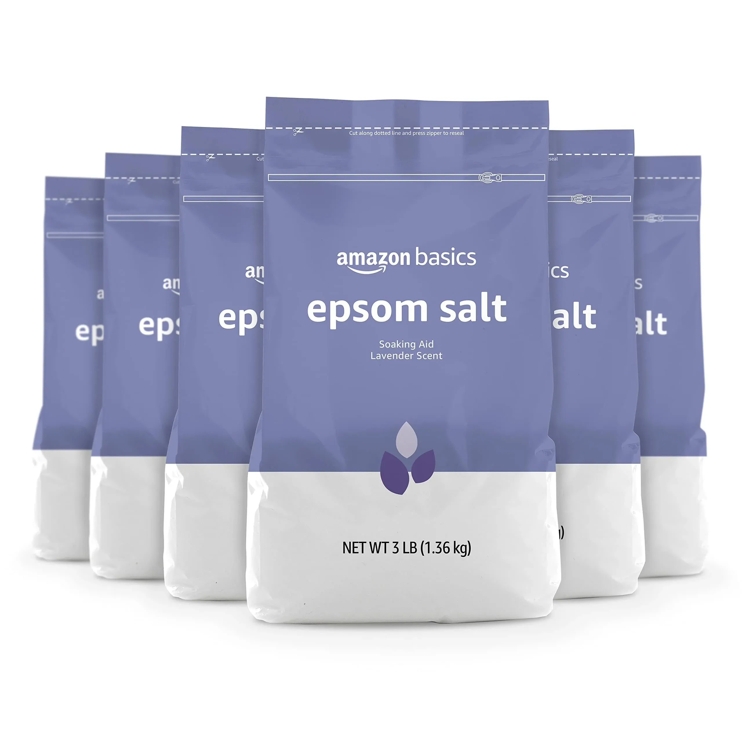 Amazon Basics Epsom Salt Soaking Aid, Lavender Scented, 3 Pound, 6-Pack (Previously Solimo)