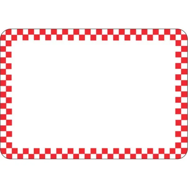 Square Write-On Deli Tag with Red Checkered Border - 25/Pack