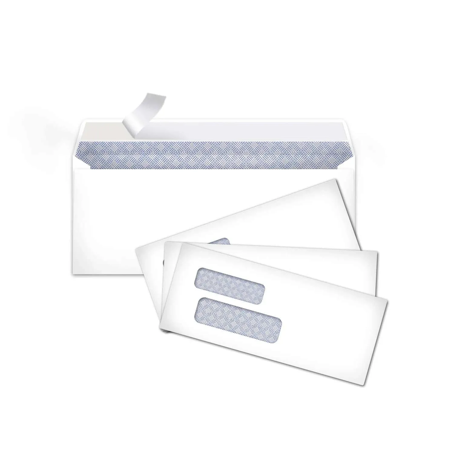 Basics #9 Envelopes with Peel & Seal, Double Window, Security Tinted, 500-Pack, White