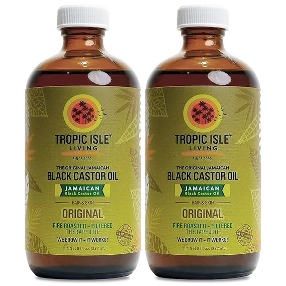 All Natural Jamaican Black Castor Oil | Rich in Vitamin E, Omega Fatty Acids and Minerals | For Hair Growth Oil, Skin Conditioning, Eyebrows & Eyelashes, Scalp and Nail Care | Grow, Strengthen, Moisture & Repair - Glass Bottle 8oz