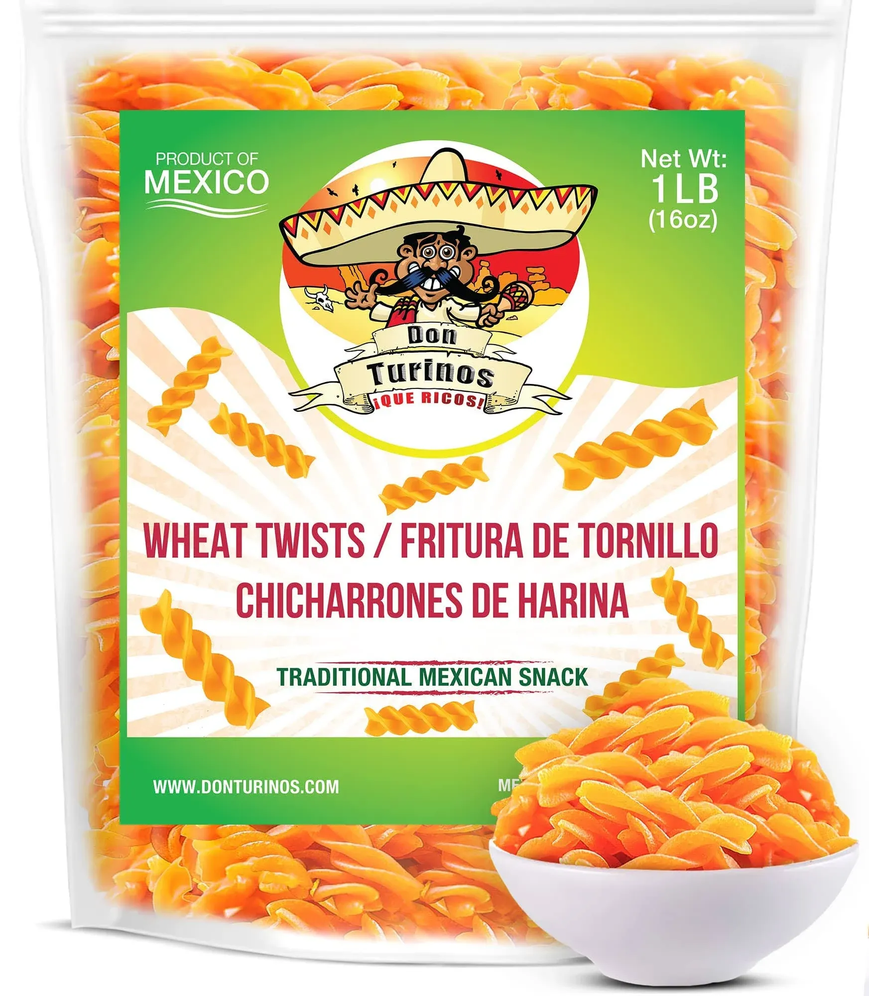 Duritos (Duros) Mexican Wheat Pellet Twists 2lb - Fritura de Tornillo - Traditional Fried Snack- by Turinos