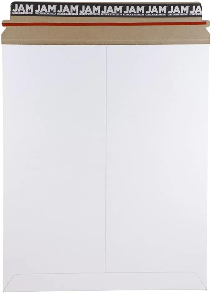 JAM Paper® Stay-Flat Photo Mailer Stiff Envelopes with Self-Adhesive Closure, 9 x 11.5, White, 6 Rigid Mailers/Pack (2PSWB) | Staples