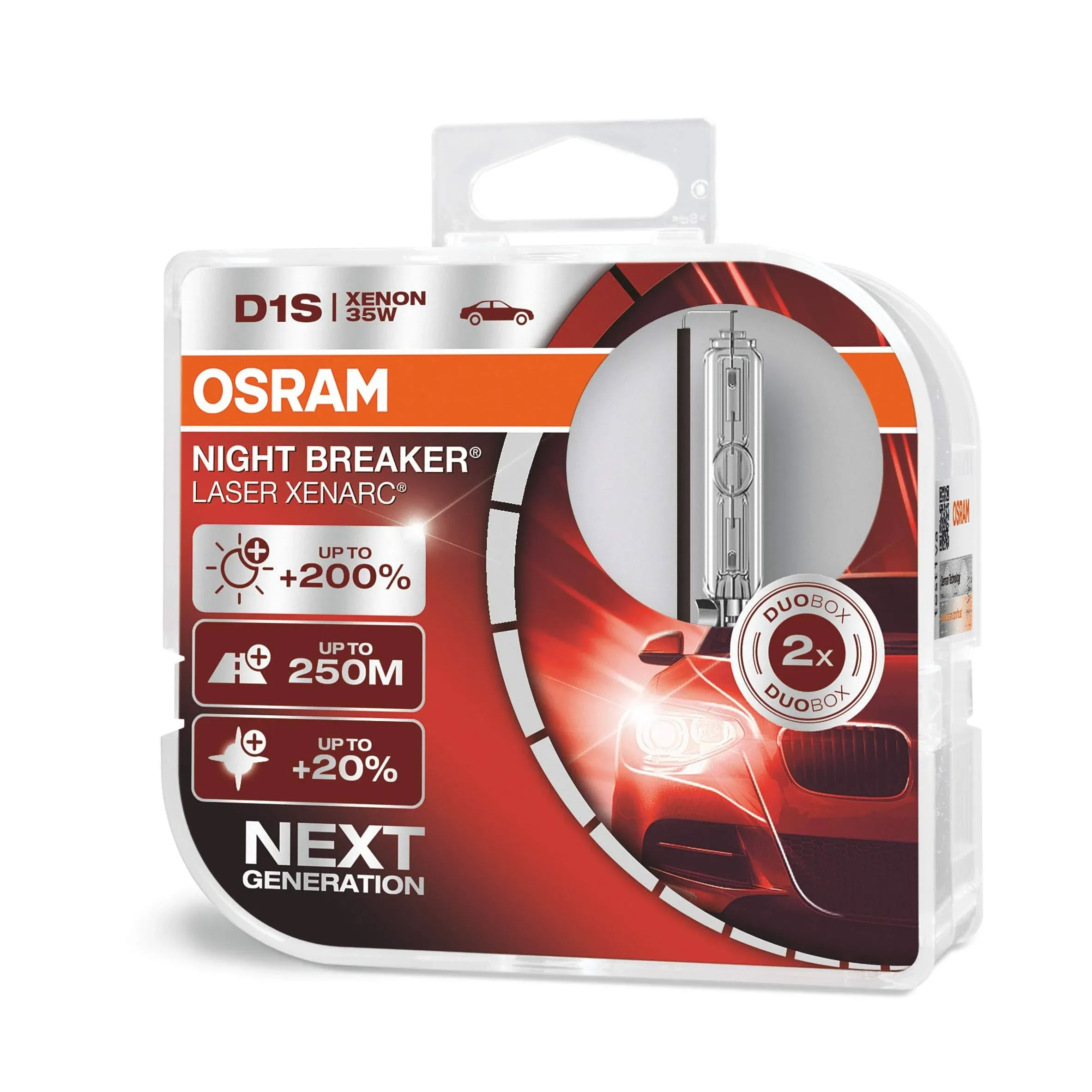 OSRAM XENARC NIGHT BREAKER LASER D1S 200% 4500K HID XENON Two Bulbs 2x 66140XNL