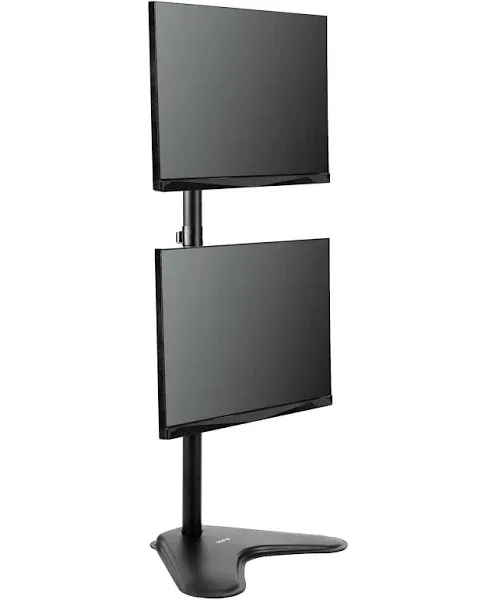 VIVO Dual Monitor Desk Stand Free-Standing LCD Mount, Holds in Stacked Vertical Position 2 Ultrawide Screens up to 34 inches, Black, STAND-V002L