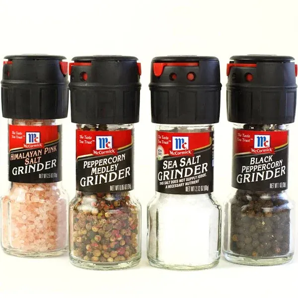 Himalayan Pink Salt, Sea Salt &amp; Peppercorn Medley Grinder Set - Fresh Spice Vari