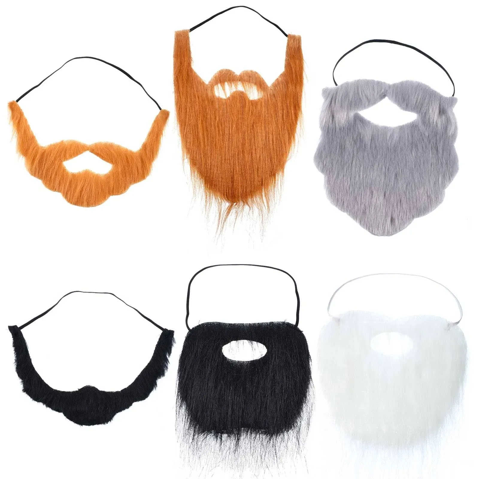 WILLBOND 6 Pieces Fake Beards Mustaches Halloween Beard Funny Fake