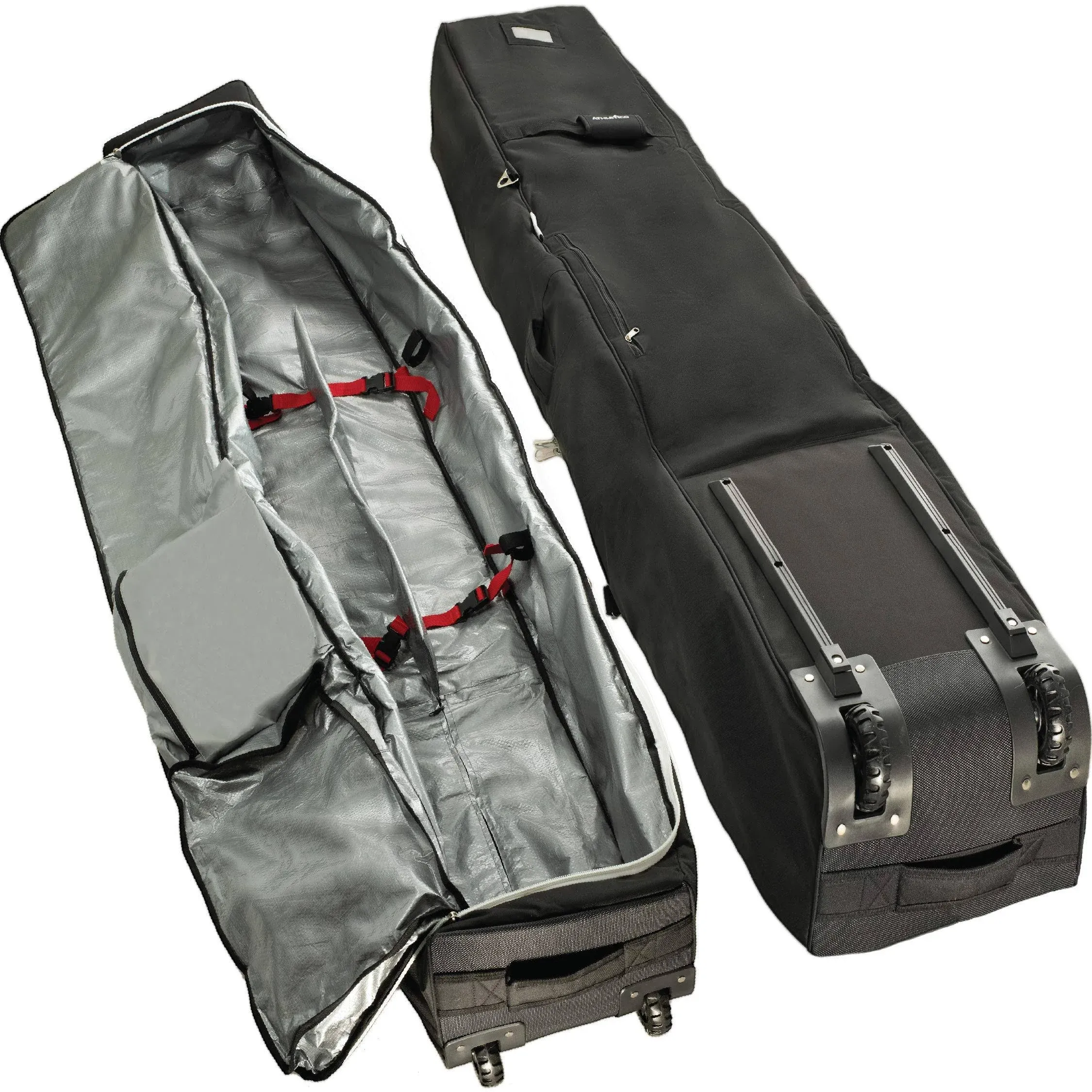 Athletico Rolling Double Ski Bag - Padded Ski Bag with Wheels for Air Travel ...