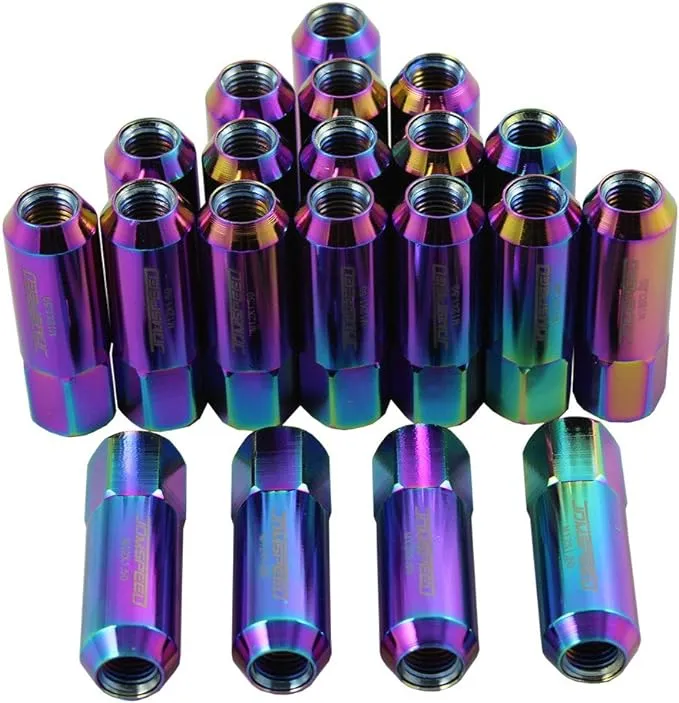 Jdmspeed Neo Chrome 60mm Aluminum Extended Tuner Lug Nuts for Wheel Rims M12x1.5 ...