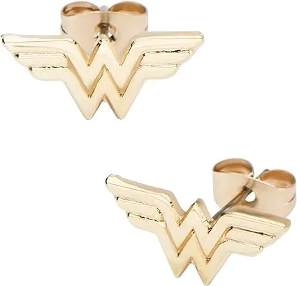 DC Comics Women's Wonder Woman Gold Plated Stud Earrings, One Size