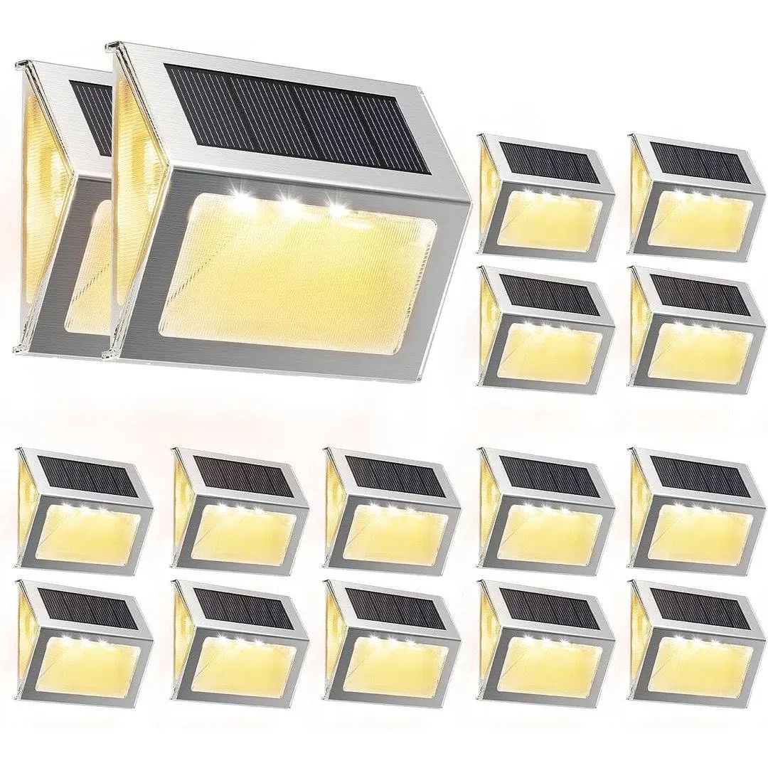 Solar Step Lights Solar Lights Outdoor Waterproof Deck 7 LED Solar Fence Post ...