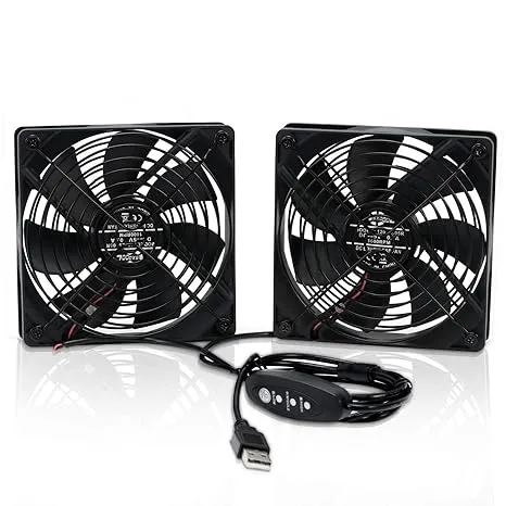 Dual 120mm DC 5V USB Computer Cooling Fan with Speed Controller, Ventilator Fan Compatible for Router Receiver DVR PlayStation Xbox Desk Computer Cabinet Silent Quiet Cooler