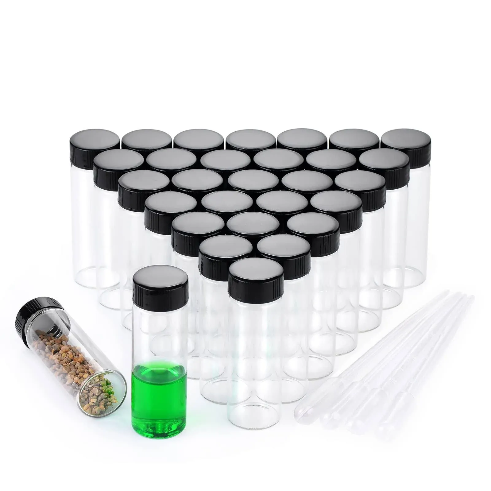 30ml Clear Small Glass Vials 30pcs with Screw Caps(30pcs)