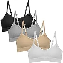 Popular Girls Training Bra Pack – Crop Cami Training Bras for Girls. Seamless Bra Removable Padding Lace Wht Nude Pnk M