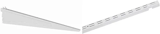 ClosetMaid 2854 ShelfTrack Locking Shelf Bracket for 16 in. Deep Wire Shelving, for Adjustable Closet Systems, 1-Pack, White & 2800 ShelfTrack 12-Inch Standard, White