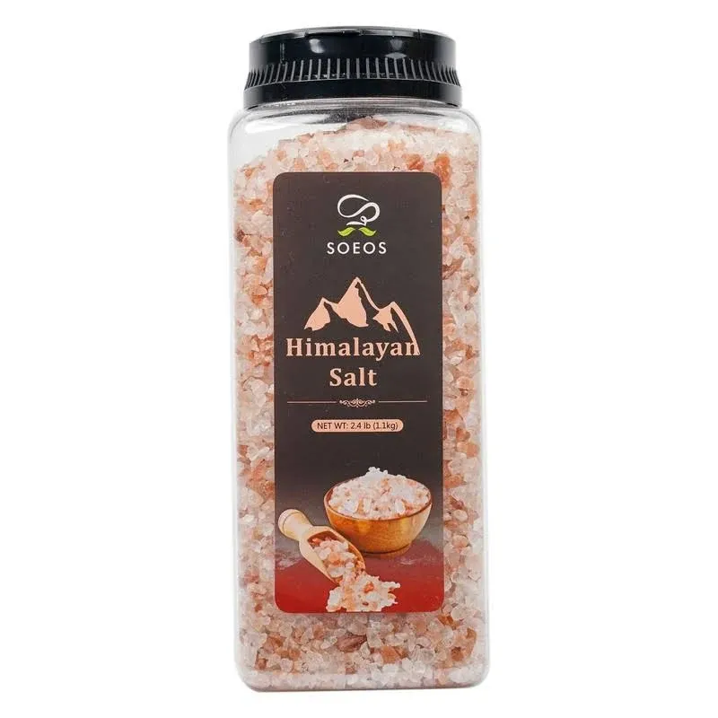 Soeos Himalayan Salt Fine Grain, 80oz (2.25kg), Non-GMO Himalayan Salt, Natural Pink Salt, Kosher Pink Sea Salt, Nutrient and Mineral Dense for Health, 5 Pound (Pack of 1)