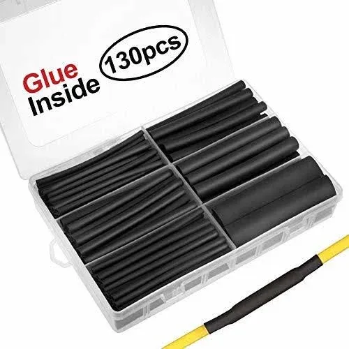 130 Pcs 3 1 Dual Wall Adhesive Heat Shrink Tubing Kit 6 Sizes Dia 1/2 3/8 1/4