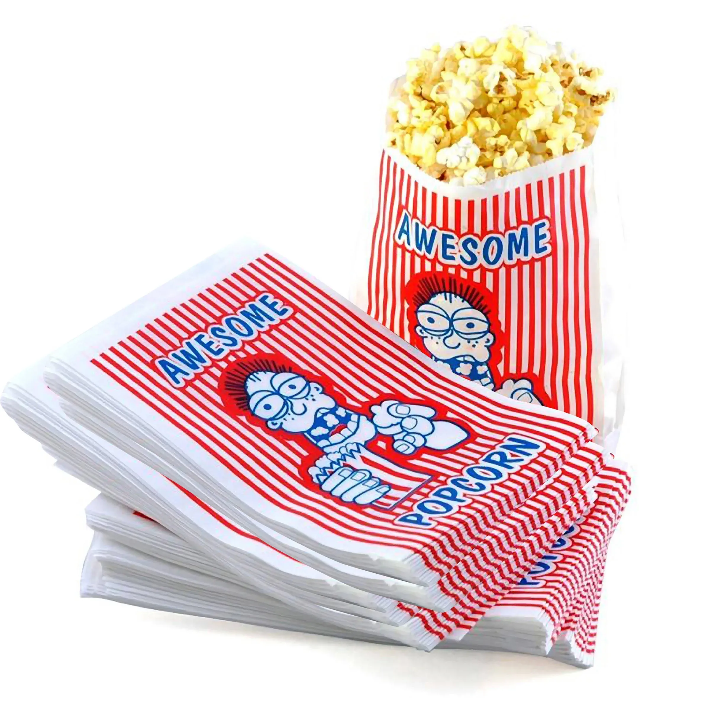 100 Premium Grade 2 Ounce Movie Theater Popcorn Bags 10 x 6 Inches