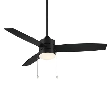 Atlantis Indoor and Outdoor 3-Blade Pull Chain Ceiling Fan 52in Matte Black with 3000K LED Light Kit