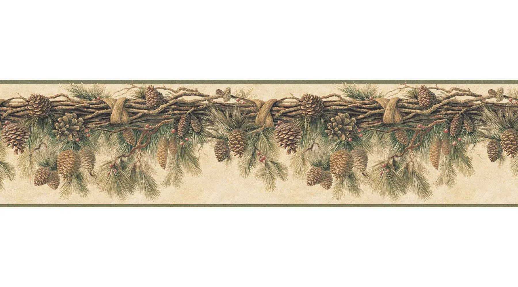 Chesapeake Pinecone Forest Multicolor Pine Border - 9 x 180 x 0.025