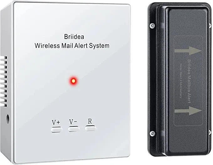 Mailbox Alarm, Briidea 500ft Wireless Mailbox Alert with LED Light Flashing and Sound Reminders