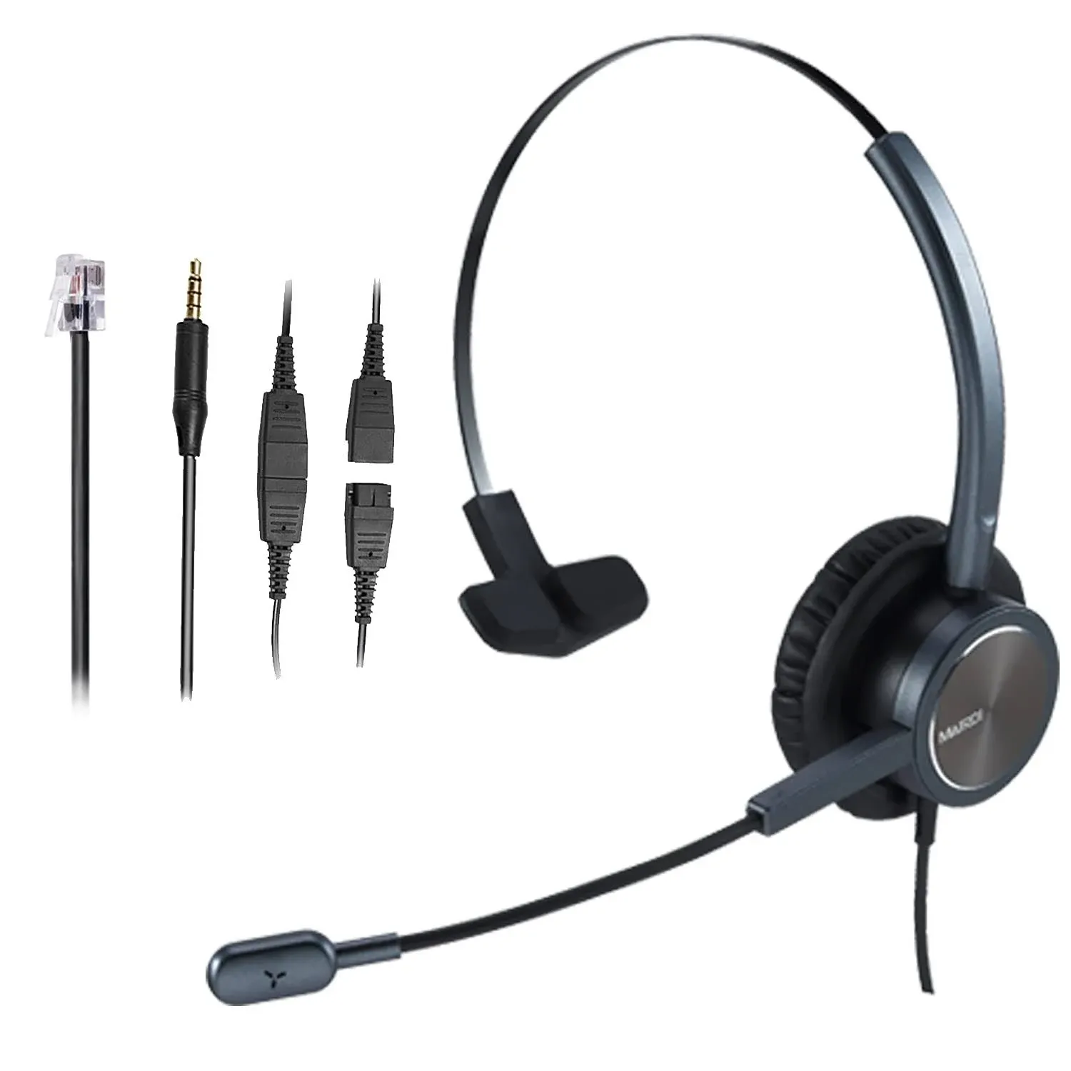 MAIRDI Telephone Headset with RJ9 & 3.5mm Jack for Office Landline Deskphone Cell Phone PC Laptop, Call Center Phone Headset with Microphone, Works for Cisco 7941 7965 6941 7861 8961