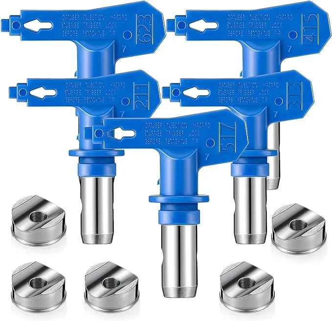 5pcs Reversible Airless Paint Sprayer Nozzle Tips - 211, 313, 415, 517, 623