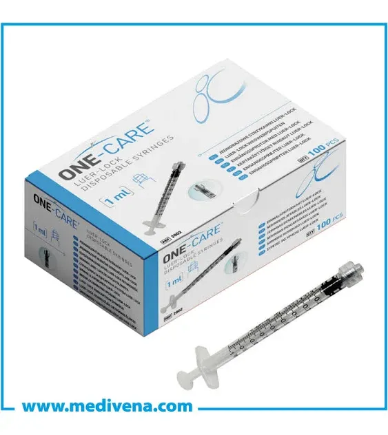 ONE-CARE 1ml Luer-Lock Syringes, Sterile, Low Dead Space, 100/bx Blister-Packed Syringes