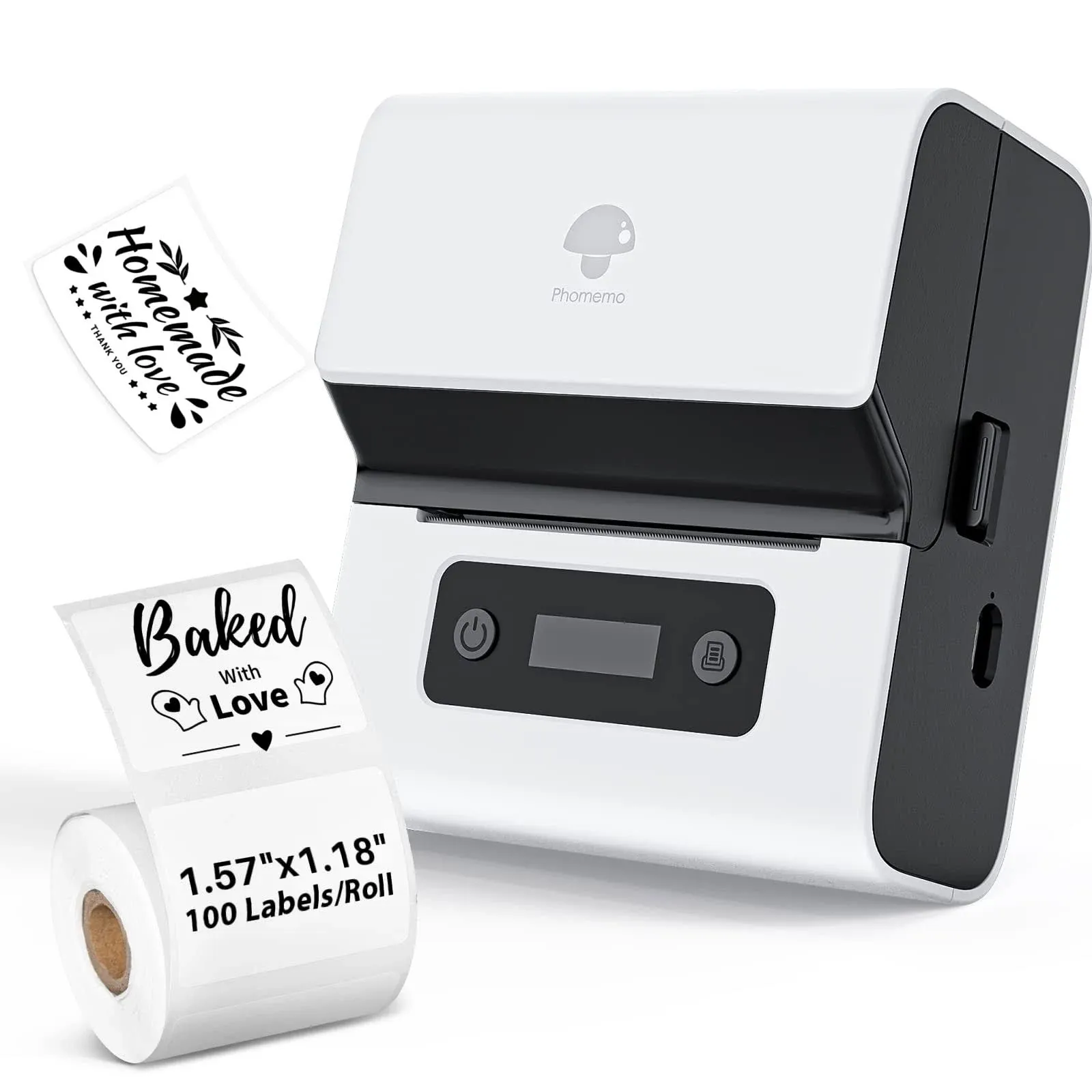 Phomemo Label Maker- M221 Address Label Printer 3’’ Portable Bluetooth Label ...