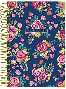 bloom daily planners NEW and IMPROVED Hardcover Contacts Address & Password Book - Alphabetical Organizer with Tabs - 6” x 8.25" - Vintage Floral