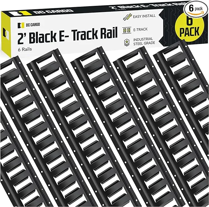 Six 2 E Track Tie-Down Rail Powder-Coated Steel ETrack Tiedowns 2 Hor