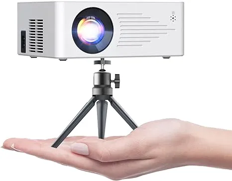 TMY Mini Projector for iPhone, Portable Projector with 5G WiFi and Bluetooth, 1080P HD Projector【with Tripod】, 9500Lux Movie Projector for iOS/Android/PC/TV Stick/HDMI/AV/USB, Indoor & Outdoor use