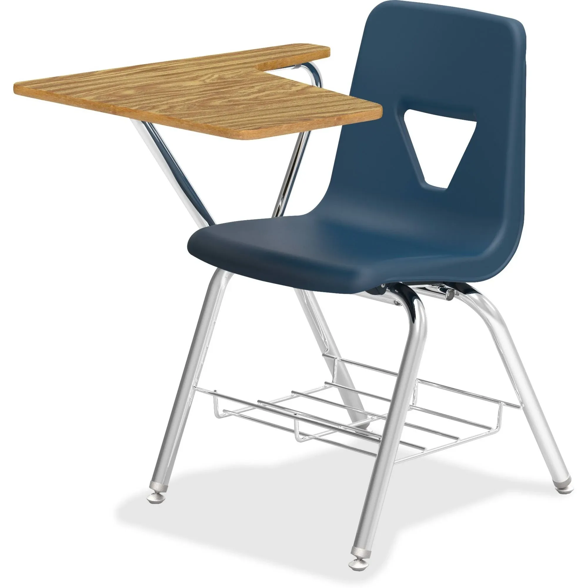 Lorell® Classroom Student Combo Desk, Tablet-Arm, Navy/Medium Oak