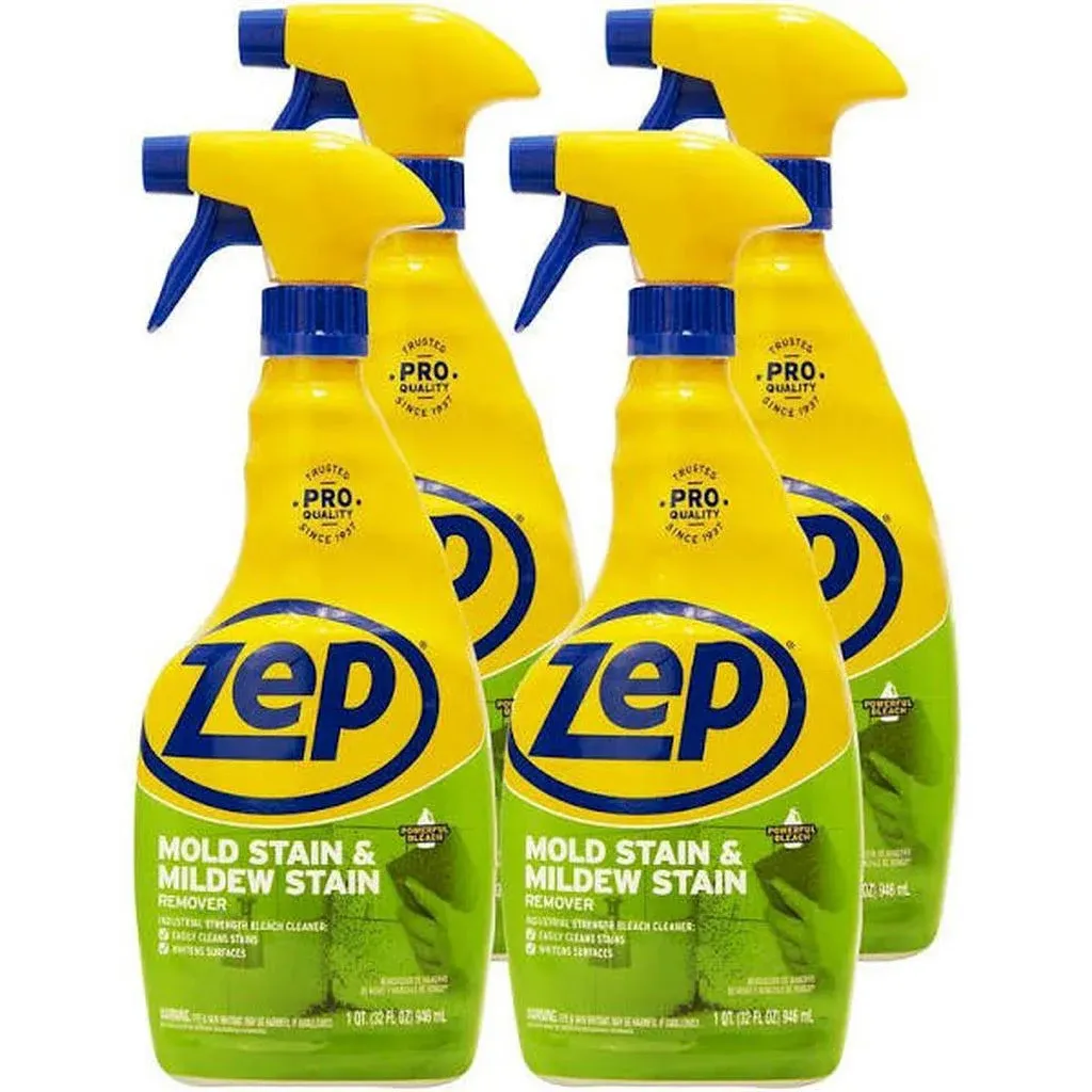 Zep Mold Stain and Mildew Stain Remover - 32 Ounce (Pack of 4) ZUMILDEW32 - Professional Strength No Scrub Formula