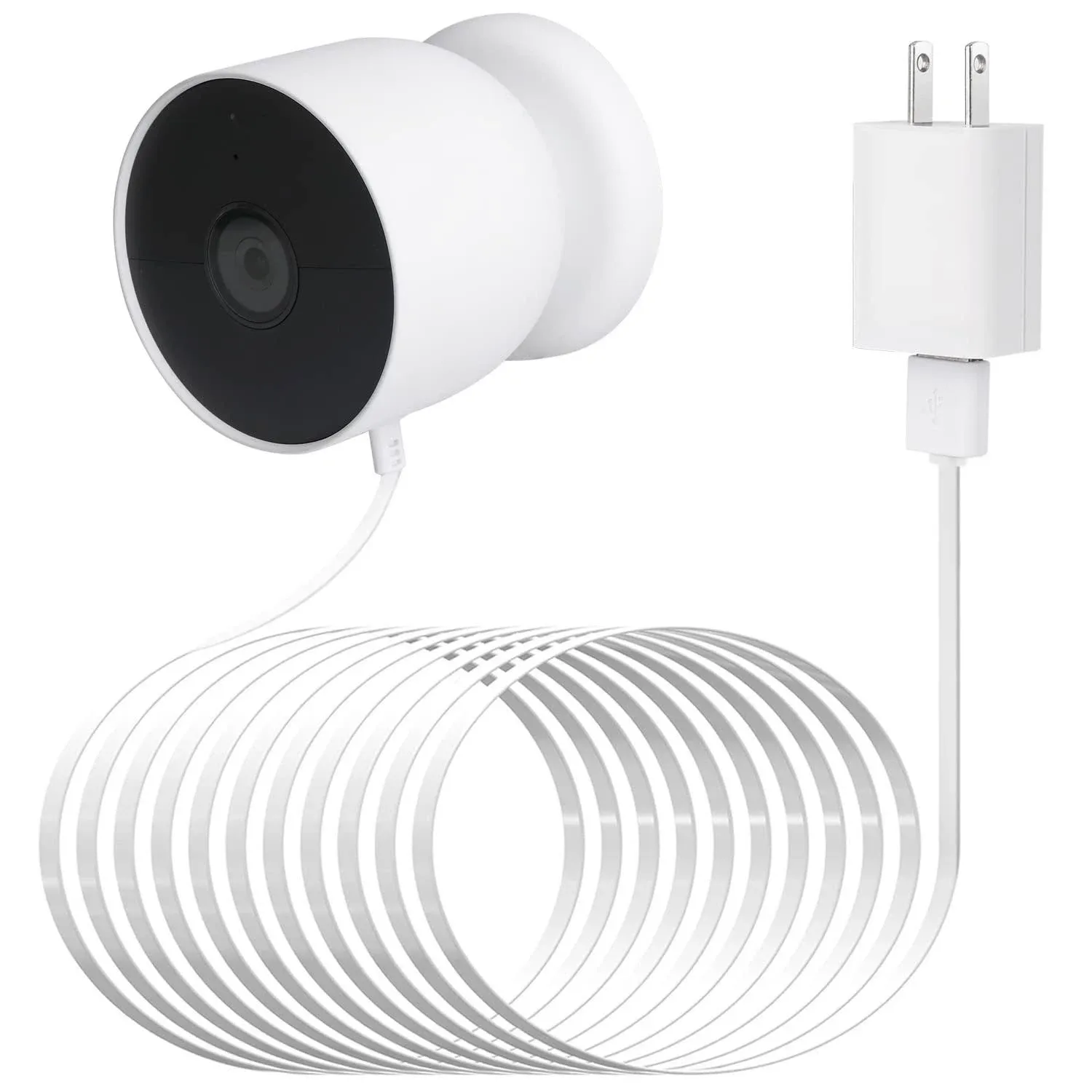 Power Cable Compatible With Google Nest Cam (Battery), 30Ft/9.1M Weatherproof Outdoor Cable Continuously Charging Your Nest Camera (White)