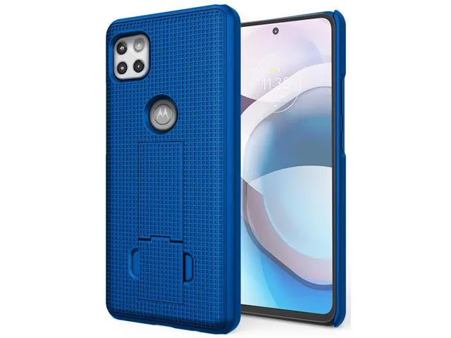 Blue Grid Case Hard Cover with Stand for Motorola Moto One 5G ACE Phone XT2113