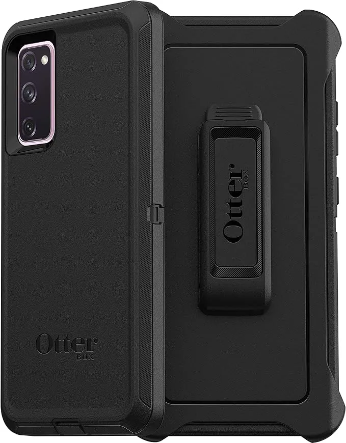 OtterBox Samsung Galaxy S20 FE 5G (FE ONLY - Not compatible with other Galaxy S20 models) Defender Series Case - BLACK, rugged & durable, with port protection, includes holster clip kickstand