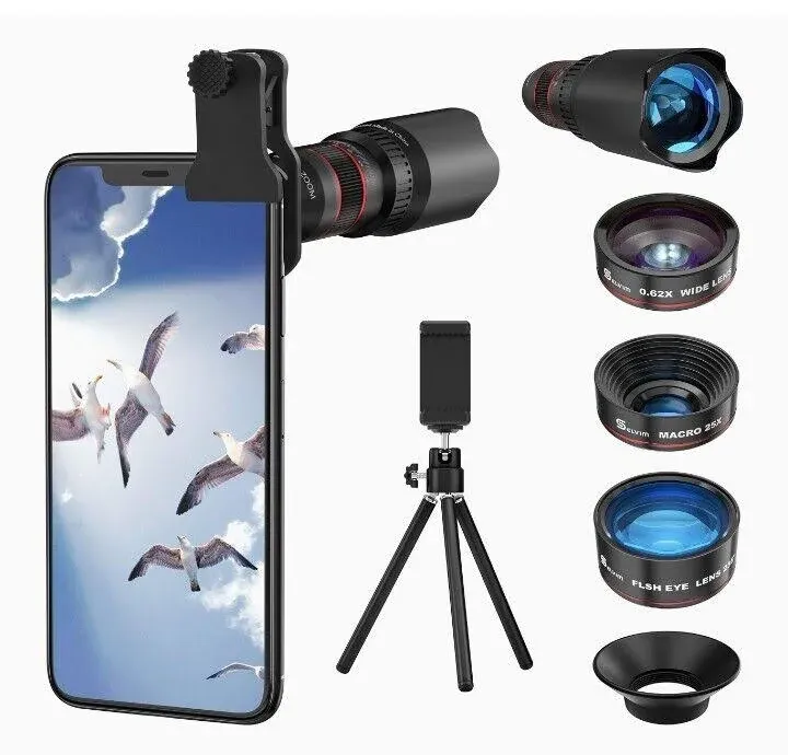 Selvim Phone Camera Lens Phone Lens Kit 4 in 1, 22X Telephoto Lens, 235° ... New