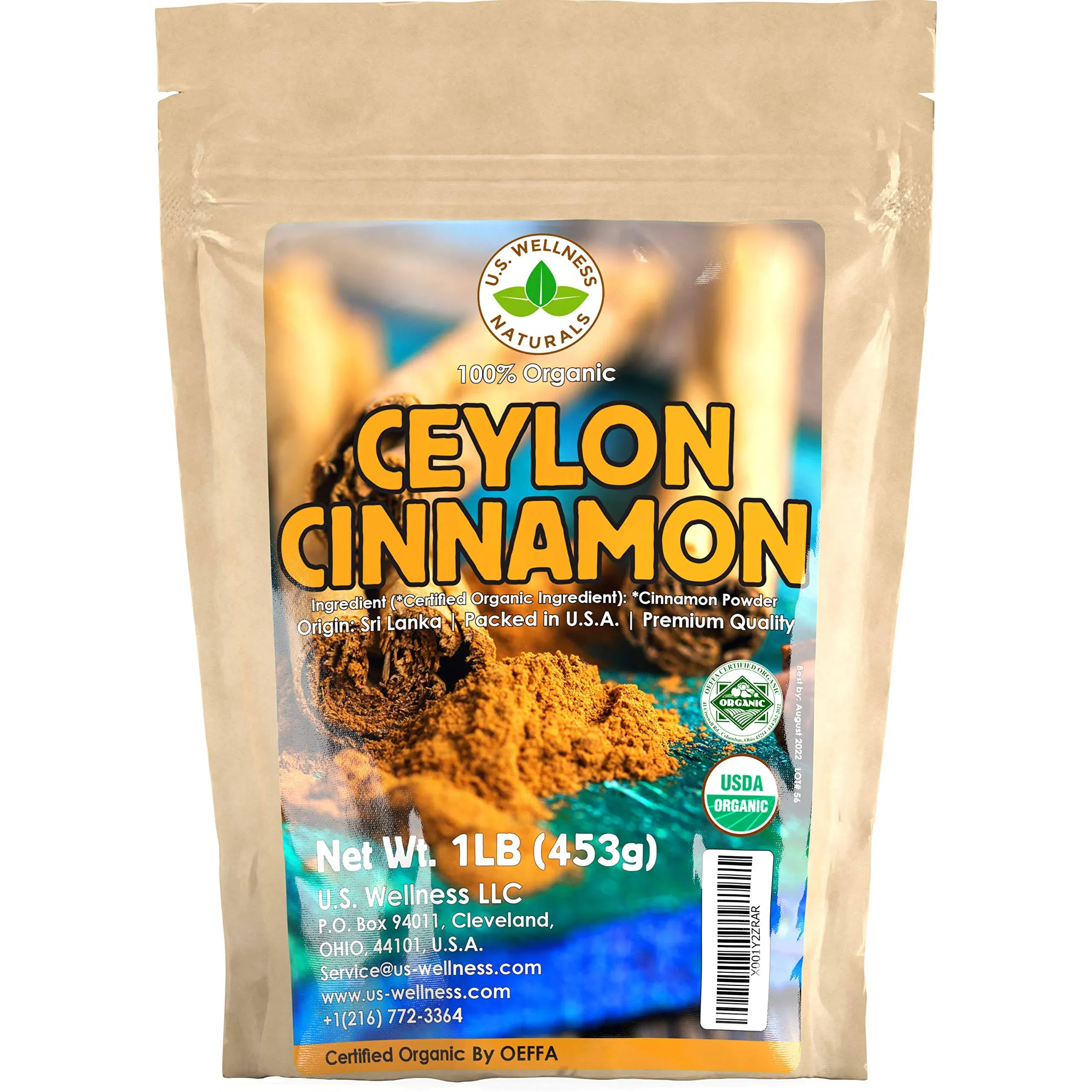 Ceylon Cinnamon Powder (1LB) | 100% CERTIFIED Organic | Freshly Ground Premium Sri Lanka Cinnamon For Exquisite Flavor and Aroma | Gluten Free & Non-GMO | Controlled and Packed in USA Food Facility