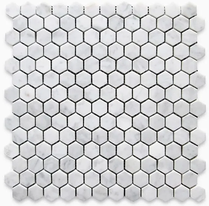 Stone Center Online Carrara White Marble 1 inch Hexagon Mosaic Tile Honed Kitchen Bath Wall Floor Backsplash Shower (1 Sheet)